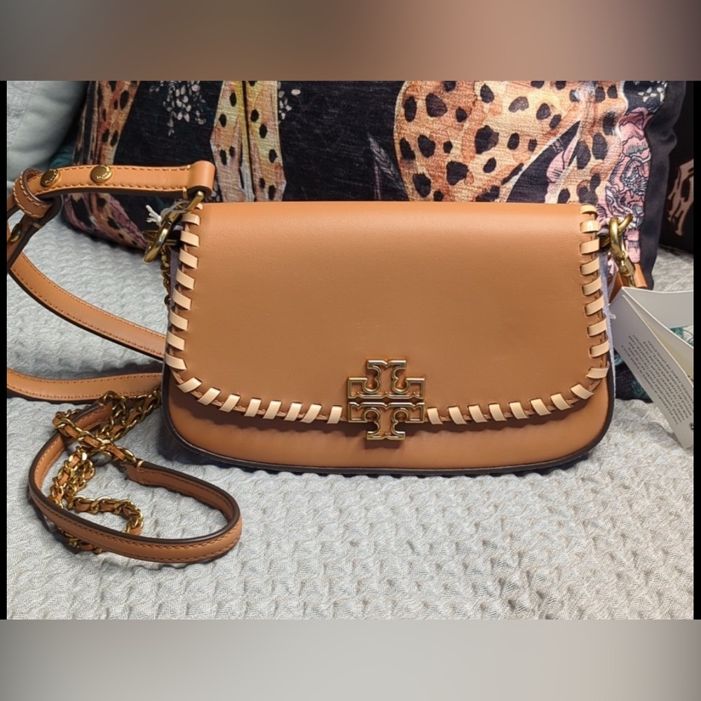 Lavender trim Tory Burch Britten Convertible Crossbody